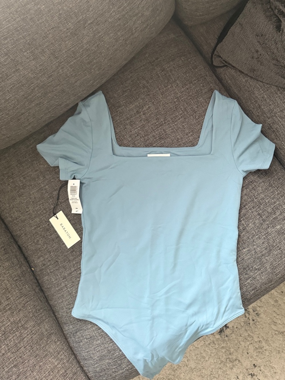 Aritzia Slab Blue Square Neck Contour Bodysuit